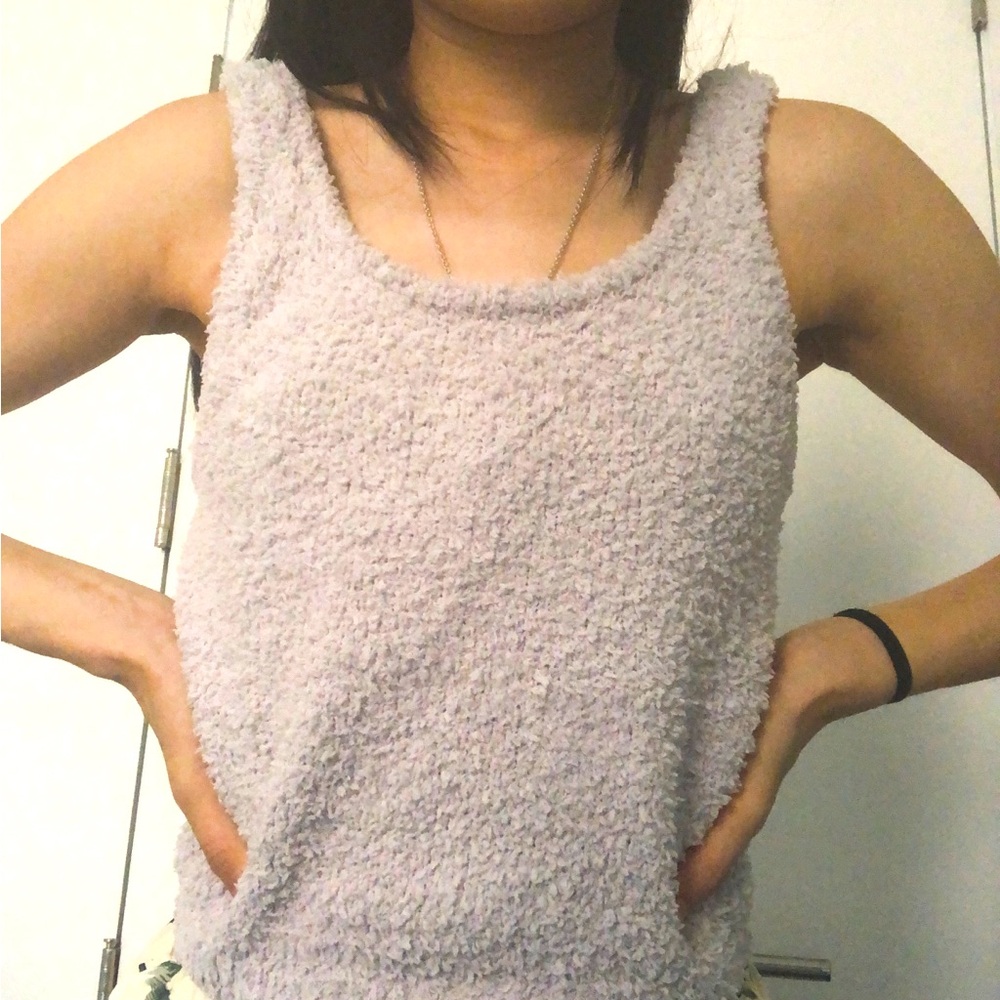 Babaton grey fur crop top